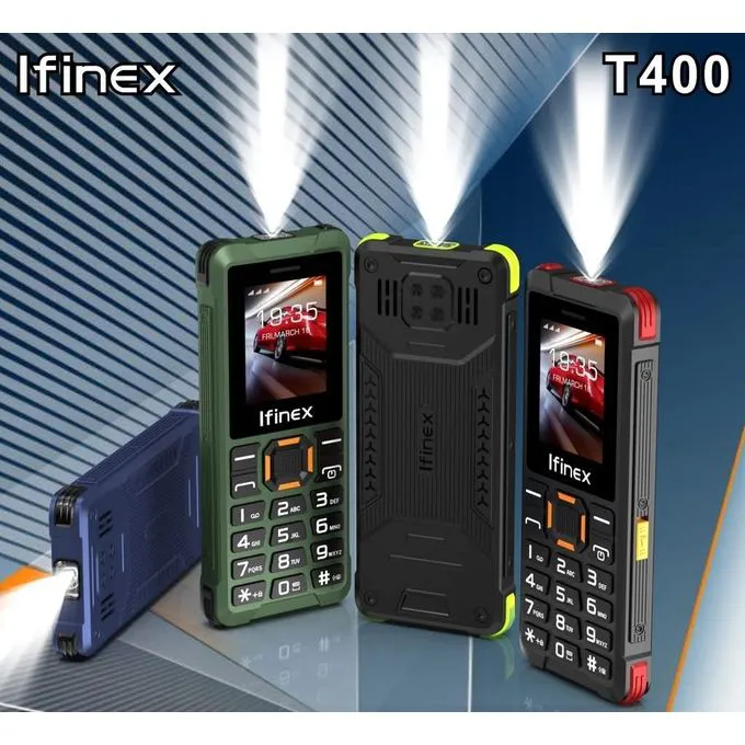Ifinex T400 TRIPLE SIM CARD FEATURE PHONE WITH Bluetooth /Wireless FM/SD Slot kabambe/katululu/mulika mwizi/button feature phone +FREE GIFTS(EARPODS +SMARTWATCH)