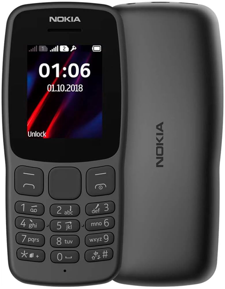 BRAND NEW Nokia 106 4G!!! Mobile Phones, 1.8" Dual SIM Cards Cell Phone 800 MAh Removable Battery Cheap Durable with FM Radio and Micro USB connector FEATURED PHONE +FREE GIFTS (SMARTWATCH +EARPODS)