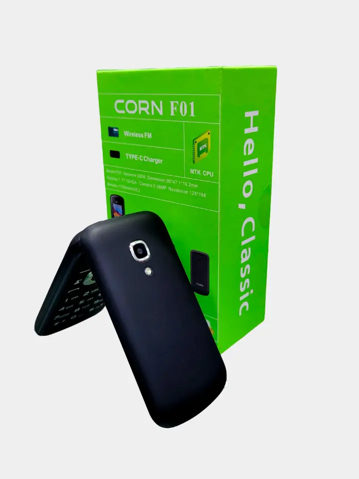 Corn F01 FLIP PHONE , 1.77" inch display, Wireless FM Radio, 0.08MP Camera, 1150mAh Battery Capacity , Dual SIM TYPE-C FEATURED PHONE