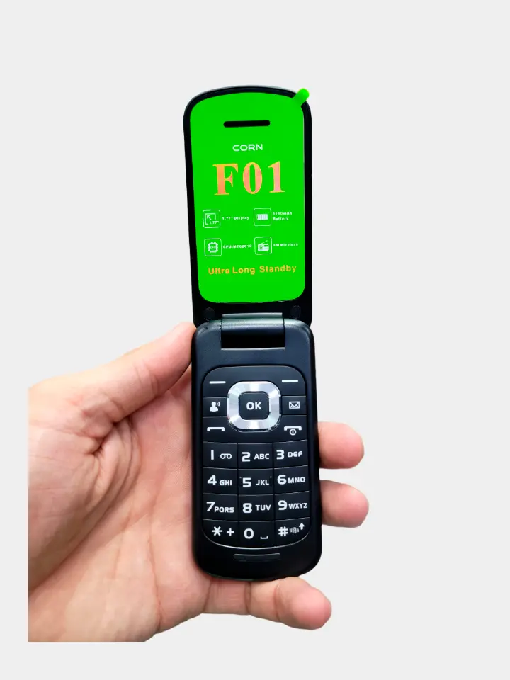 Corn F01 FLIP PHONE , 1.77" inch display, Wireless FM Radio, 0.08MP Camera, 1150mAh Battery Capacity , Dual SIM TYPE-C FEATURED PHONE