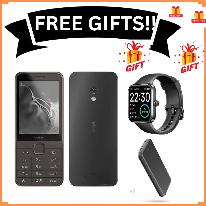 Brand New Nokia 235 4G 128MB ROM+64MB RAM 1450 mAh BIG BATTERY 2.8" screen HD Camera Dual SIM Cards with Torch, Bluetooth, MicroSD Card Support featured phone +FREE GIFTS(SMARTWATCH+ POWERBANK)