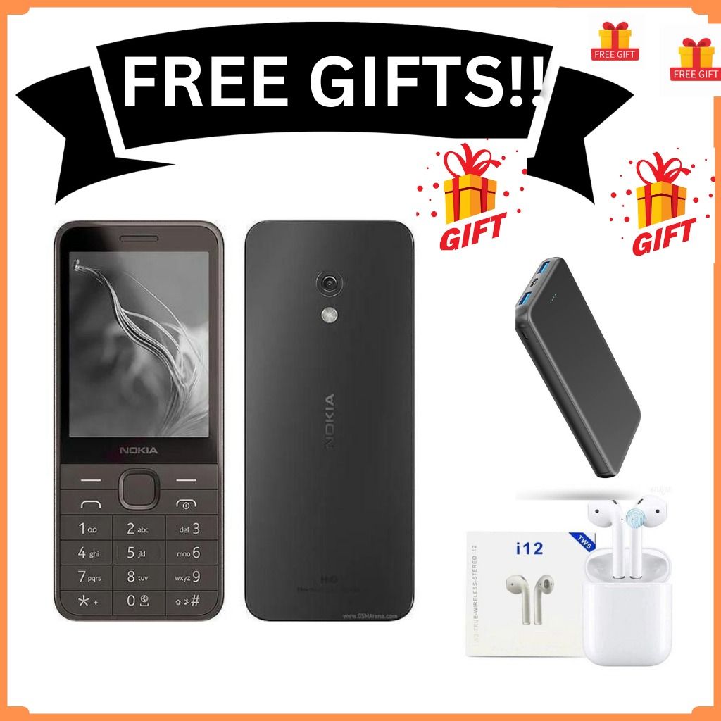 Brand New Nokia 235 4G 128MB ROM+64MB RAM 1450 mAh BIG BATTERY 2.8" screen HD Camera Dual SIM Cards with Torch, Bluetooth, MicroSD Card Support featured phone +FREE GIFTS(EARPODS + POWERBANK)