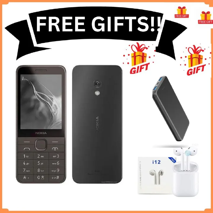 Brand New Nokia 235 4G 128MB ROM+64MB RAM 1450 mAh BIG BATTERY 2.8" screen HD Camera Dual SIM Cards with Torch, Bluetooth, MicroSD Card Support featured phone +FREE GIFTS(EARPODS + POWERBANK)