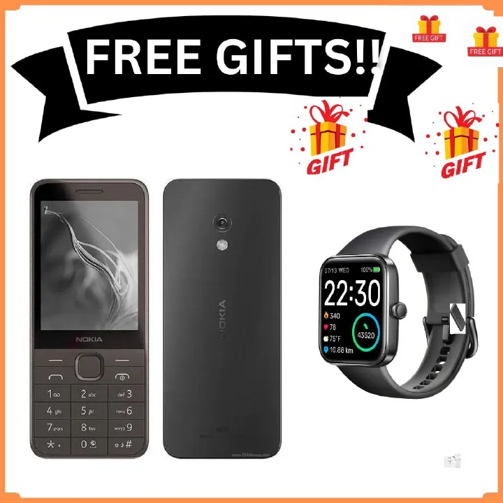 Brand New Nokia 235 4G 128MB ROM+64MB RAM 1450 mAh BIG BATTERY 2.8" screen HD Camera Dual SIM Cards with Torch, Bluetooth, MicroSD Card Support featured phone +FREE GIFTS( SMARTWATCH)