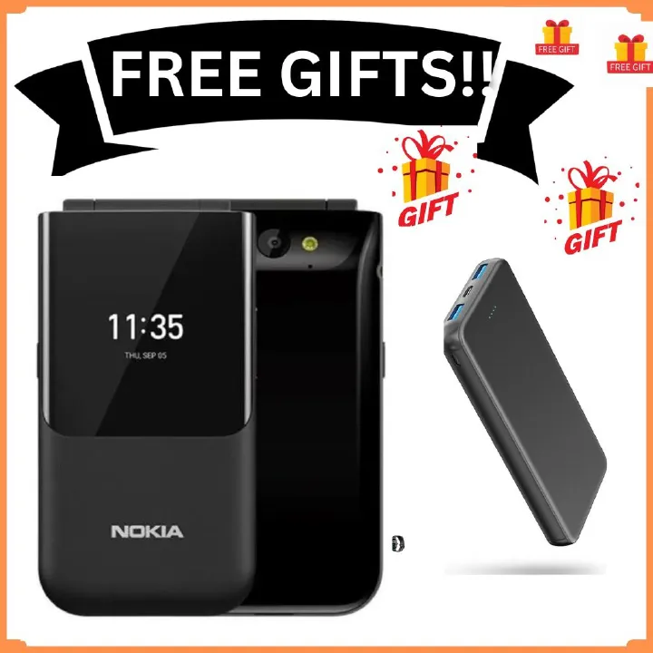 Nokia 2720 Flip Mobile, Mobile Phone, Dual Screen, Equipped with 4G Internet Dual Sim Card 4 GB Internal Memory, 512 MB RAM, Dual SIM Featured phone + FREE GIFTS ( POWERBANK)