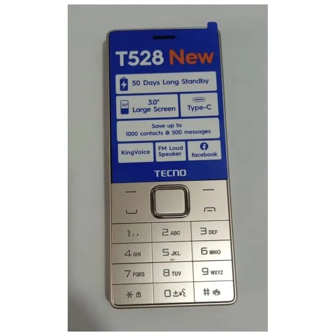 Tecno T528 NEW, 3.0'' 16MB ROM + 8MB RAM, FM Radio,(Dual SIM) 2500mAh Battery Type C Mobile Phones > Featured Phones