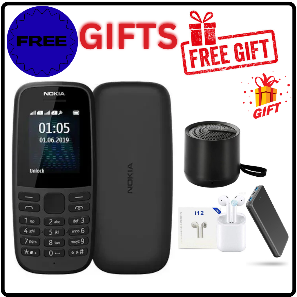 The Brand New Nokia 105 Original Nokia Phone 800 mAh 1.77`` Dual SIM Cards Unlocked Cheap Durable Brand New Phone Classic Feature phone kabambe/ Featured phone katululu +FREE GIFTS