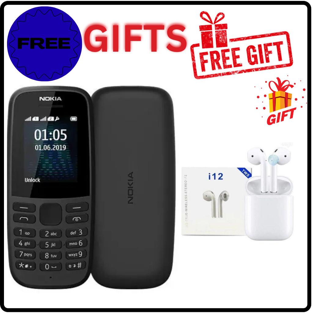 The Brand New Nokia 105 Original Nokia Phone 800 mAh 1.77`` Dual SIM Cards Unlocked Cheap Durable Brand New Phone Classic Feature phone kabambe/ Featured phone katululu +FREE GIFTS