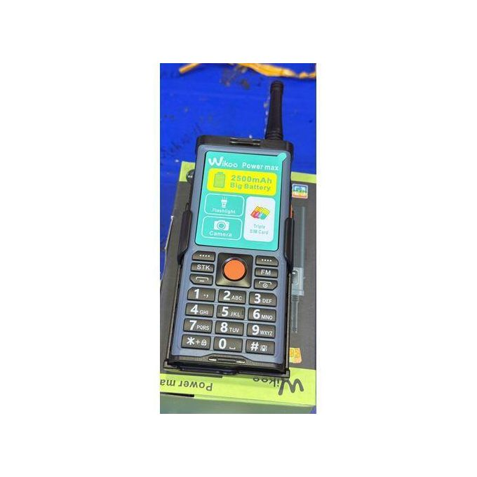 Wikoo Powermax 2.4" screen size TRIPLE SIM CARD Keypad Phone with super sound box 2500mAh battery capacity With wireless fm, Facebook ,Vibration ,Bright torch ,HD Camera featured phone