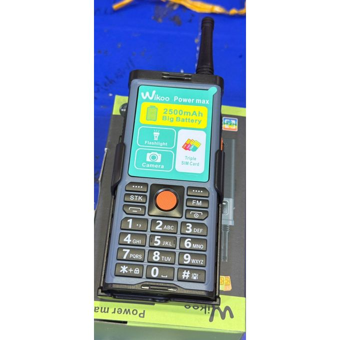 Wikoo Powermax 2.4" screen size TRIPLE SIM CARD Keypad Phone with super sound box 2500mAh battery capacity With wireless fm, Facebook ,Vibration ,Bright torch ,HD Camera featured phone