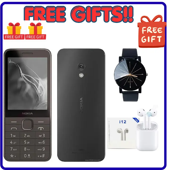 Brand New Nokia 235 4G 128MB ROM+64MB RAM 1450 mAh BIG BATTERY 2.8" screen HD Camera Dual SIM Cards with Torch, Bluetooth, MicroSD Card Support featured phone +FREE GIFTS(EARPODS + WATCH)