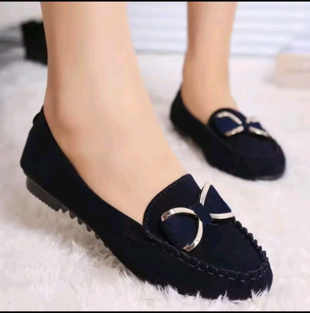 New arrival Metal Buckle Bow Suede Loafers & Slip-Ons Women's Shoes Ballerinas and Flats Flat shoes Non Slip Sole black【Choose 1 size larger than usual】