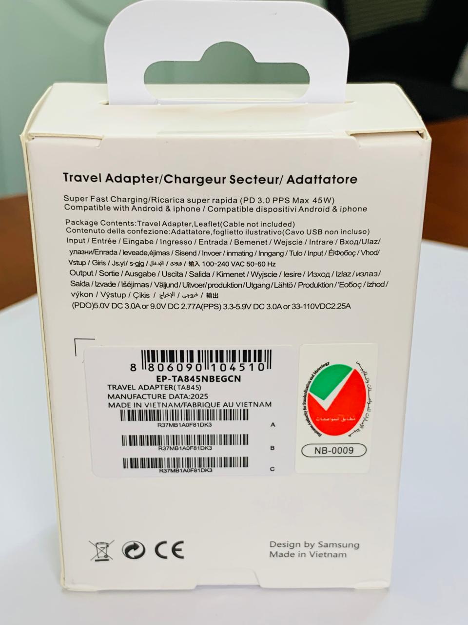 Samsung Original 45W USB-C Super Fast Charging Adapter PD Charger – Black, Genuine Fast Wall Charger with 30 Days Warranty, Safe & Efficient Charging for Samsung and Compatible USB-C Devices