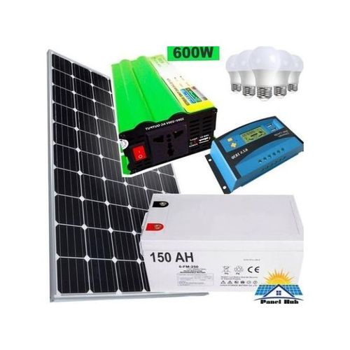 Sunlight Solar 250W Solar Panel Fullkit+150Ah Solar Battery+600 W Solar Power Inverter+20A Solar Charge Controller+ 5 DC Bulbs