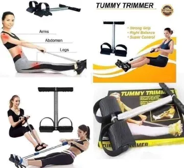 Elastic Tummy Trimmer Elastic Sit Up Pull Rope Pedal Resistance Band Powerful Spring Drawstring Tummy Trimmer Equipment Portable Home Gym with Elastic Bodybuilding Fitness Slimming Training