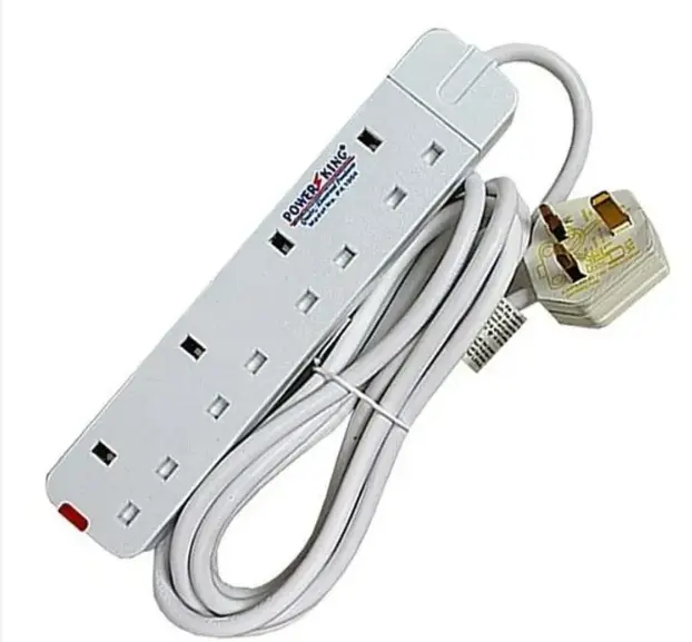 CLEARING SALE>>>>EXTENSION ; 4 WAY EXTENSION WHITE WITH A 3M LONG CABLE WHICH CAN WITHHOLD ALL HOME APPLIANCES