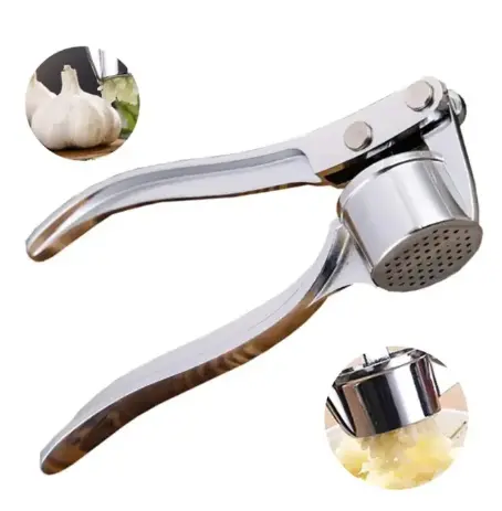 Garlic Press Professional Garlic Mincer Easy to Squeeze and Clean Rust Proof & Dishwasher Safe Efficient Ginger Crusher Silver
