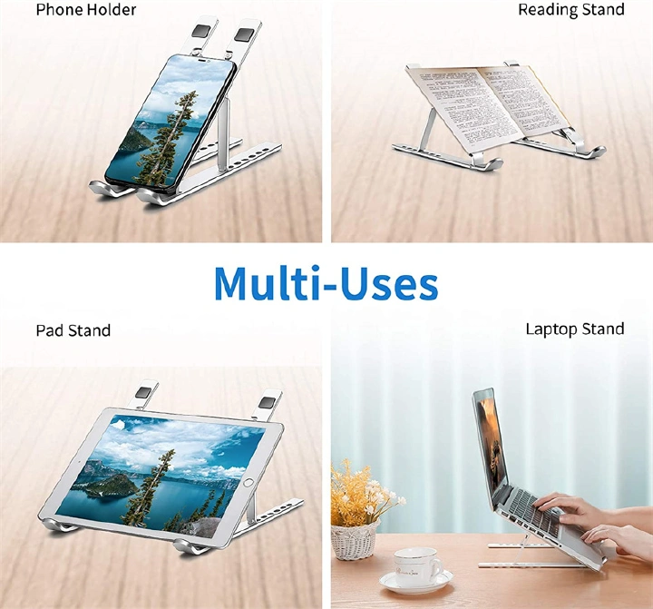 Portable Laptop Stand Support Laptop Bracket  Notebook Stand Adjustable Tablet Stand Phone Laptop Holder For ipad PC Silver