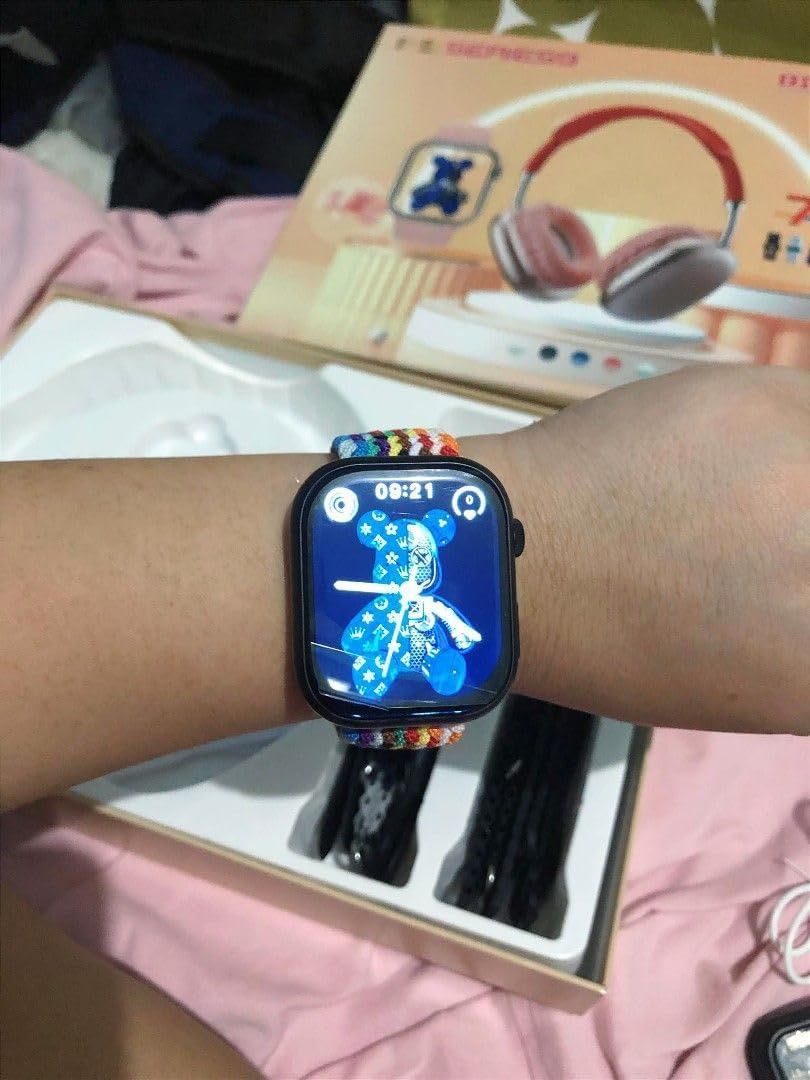 P9 Series 9 SmartWatch One Smart Watch 7 Straps with P9 Bluetooth Headphones Wireless Magnetic Charging P9 Headphones 7 Straps Heart Rate Sleep Monitoring Android & iOS Compatible