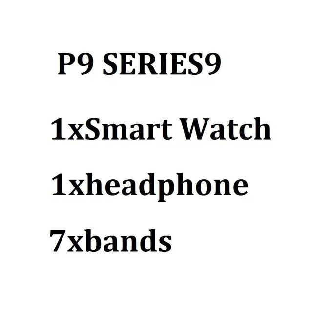 P9 Series 9 SmartWatch One Smart Watch 7 Straps with P9 Bluetooth Headphones Wireless Magnetic Charging P9 Headphones 7 Straps Heart Rate Sleep Monitoring Android & iOS Compatible