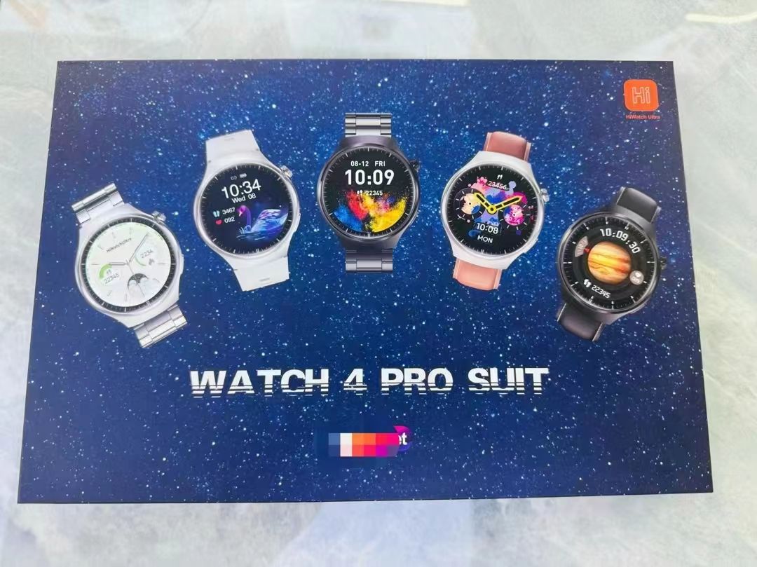 Watch 4 Pro Suit Smart Watch (8-in-1 Set) Multi-Strap Combo Set Hot Sale UNISEX Watch Wireless Magnetic Charging 7 Straps BT Connection Call, Heart Rate Sleep Monitoring Android & iPhone Compatible