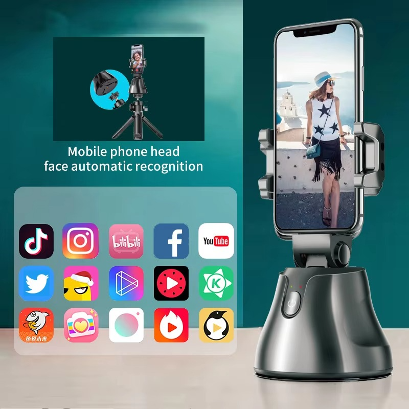 Universal AI 360 Degree Rotation Auto Object Tracking Smartphone Holder for Making Photo and Video Vlog Shooting. AI Auto Face Tracking Robot Cameraman for Live Vlog Video Recording
