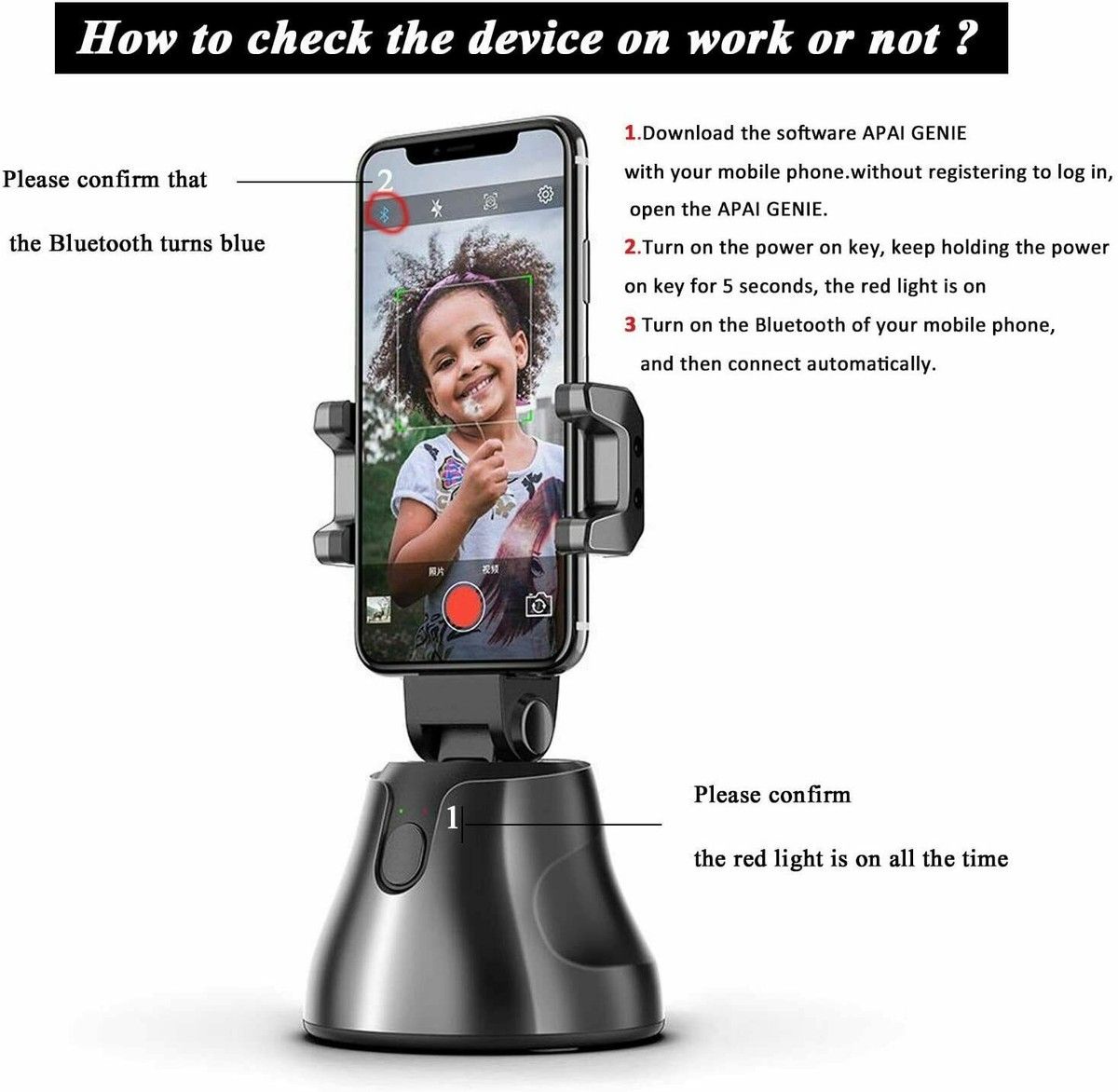 Universal AI 360 Degree Rotation Auto Object Tracking Smartphone Holder for Making Photo and Video Vlog Shooting. AI Auto Face Tracking Robot Cameraman for Live Vlog Video Recording