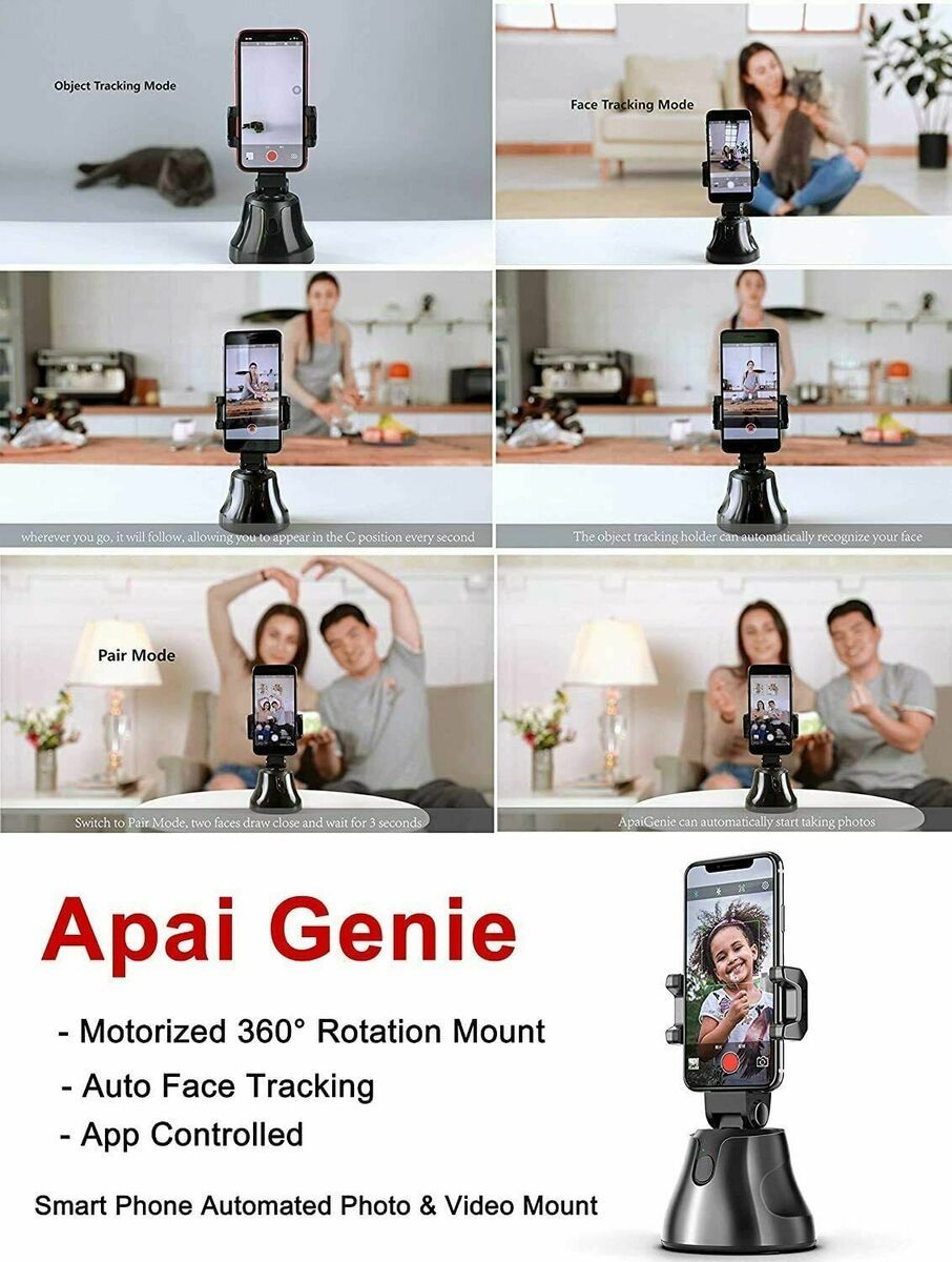Universal AI 360 Degree Rotation Auto Object Tracking Smartphone Holder for Making Photo and Video Vlog Shooting. AI Auto Face Tracking Robot Cameraman for Live Vlog Video Recording