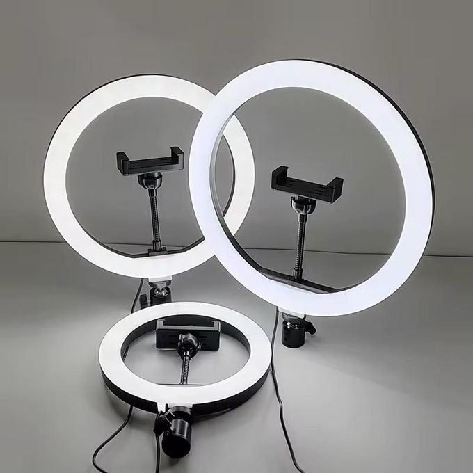 6 in 1 Ring Light 10 INCH 12 INCH 14 INCH Circular Selfie LED Fill RingLight + 2.1M Stand and Cell Phone Holder with 3 Colour Modes and 10 Brightness Levels for YouTube Live TikTok Video Recordings