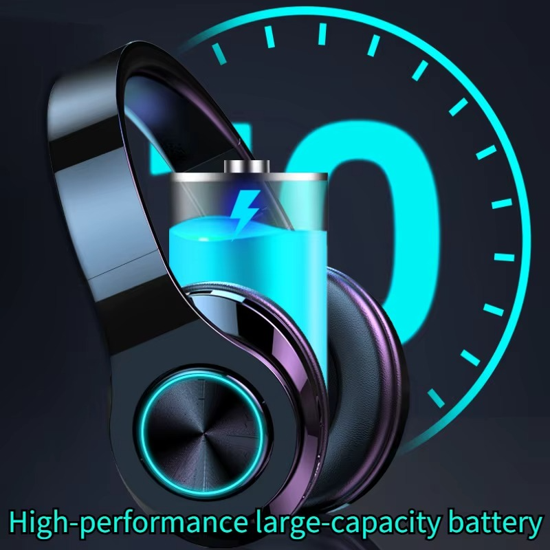 B39 RGB LED Wireless Headphones Over-Ear Foldable HiFi Stereo Built-in Mic Long Battery TF Card FM Gaming Headset for Phone or PC
