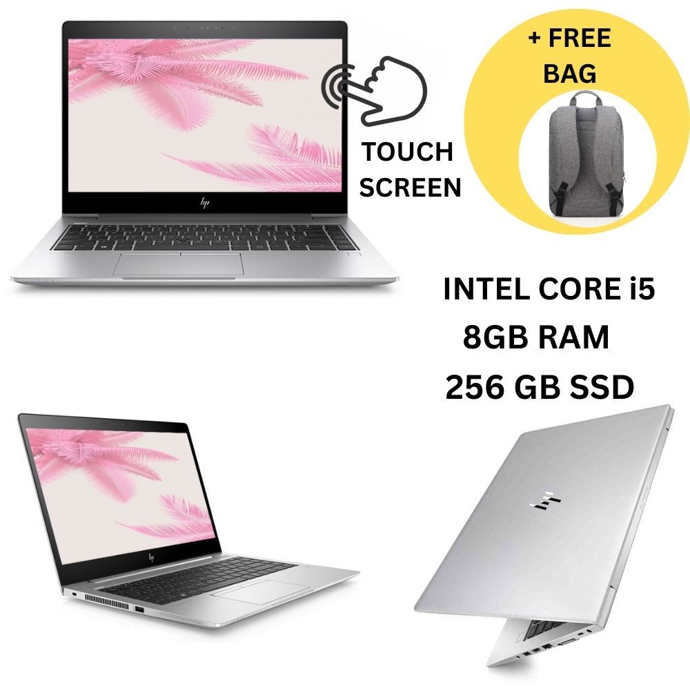 Hp Elitebook 840 G5 Refurbished laptop,  8th Generation Core I5, 8GB RAM, 256GB SSD, 14 inch touchscreen FHD Display, Windows 11 + Bag