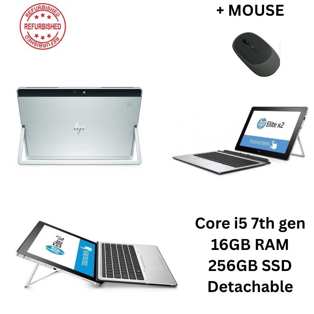 HP Elite X2 1012 G2 Detachable refurbished laptop, Intel Core I5 7th Gen, 16GB RAM, 256GB SSD 12.3" HD Touchscreen Display + Mouse