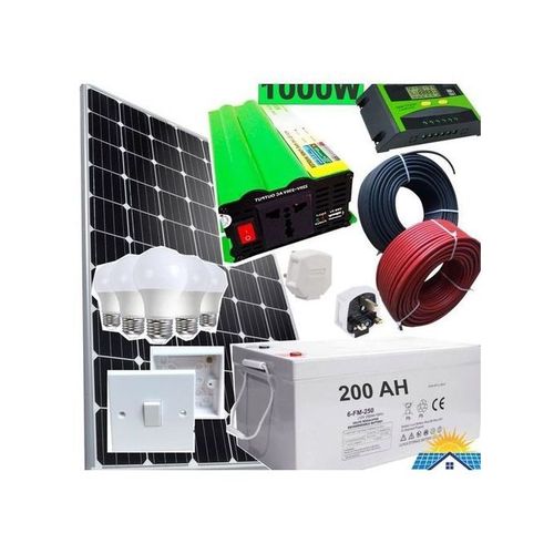 Sunlight Solar 250 Watts Solar Panel Full Kit +200Ah Solar Battery + 1000W Solar Power Inverter +20 Ah Solar Charge Controller + 1pc Plug + 1 Pc Switch +5 DC Bulb + 10m Cable