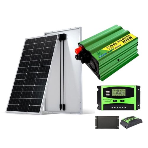 Solarmax 250 W Solar Panel Monocrystalline All Weather 250W Solar Panel High Efficiency + 300 W Inverter DC to AC Solar Power Inverter + 10 AH Solar Charge Controller