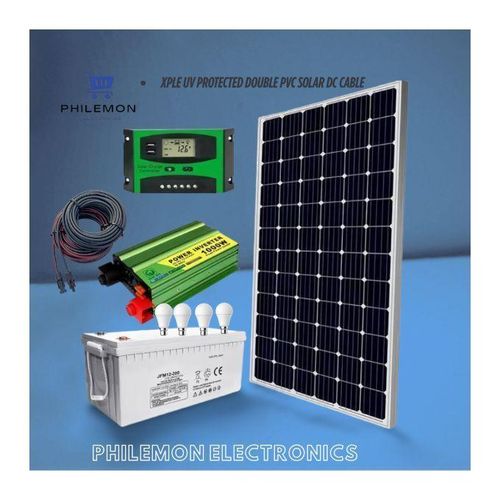 Solarmax 300W Solar Panel Full Kit + 200Ah Solar Battery +1000W Solar Inverter +30 Ah Solar Charge Controller + 5 DC Bulb + 10m Cable