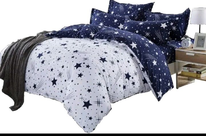 【Promotions】4pcs Duvet Comforter Set Duvet Blanket Starry Sky Bedding Set 1 Soft Microfiber Polyester Comforter 1 White Sheet 2 White Pillowcases