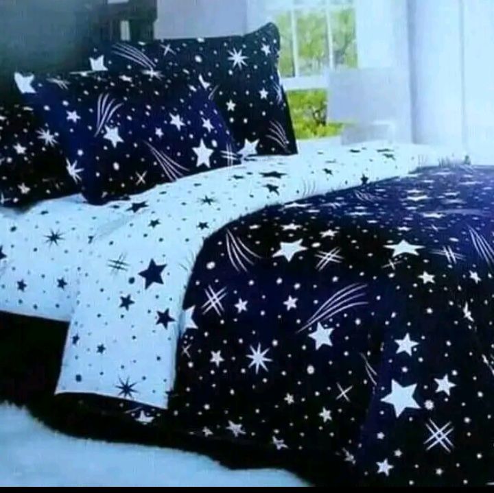 【Promotions】4pcs Duvet Comforter Set Duvet Blanket Starry Sky Bedding Set 1 Soft Microfiber Polyester Comforter 1 White Sheet 2 White Pillowcases