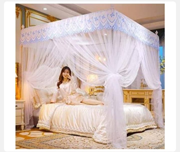 4 STAND MOSQUITO NET WITH WHITE STRONG METALLIC STANDS ( PURPLE, PINK, CREAM YELLOW AND WHITE)