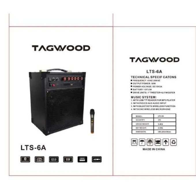 TAGWOOD LTS -6A Rechargeable Trolley Speaker portable outdoor speaker ,bluetooth,one wireless microphone,in built battery
