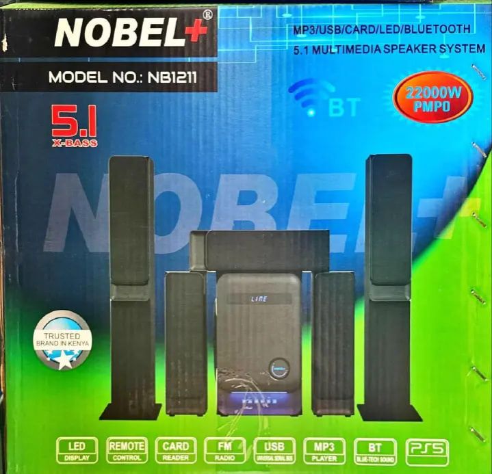 Nobel NB-1211 5.1 CH TALL BOYS HOMETHEATRE SUBWOOFER MULTIMEDIA -BLUETOOTH/FM/USB-22000W
