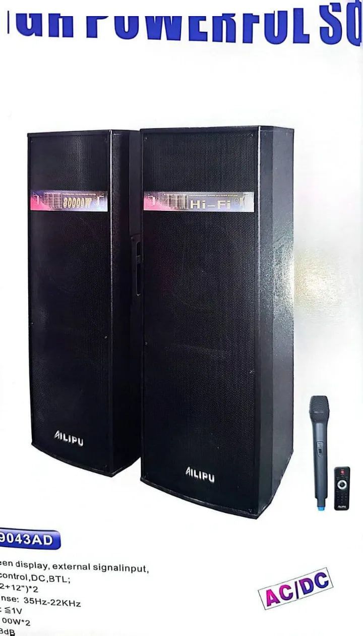 AILIPU KL-9043AD 2.0 PA speaker box 80000W 4*12inch speaker Outdoor Professional Speaker with Bluetooth, FM Radio ,Free Wireless Microphone, remote .