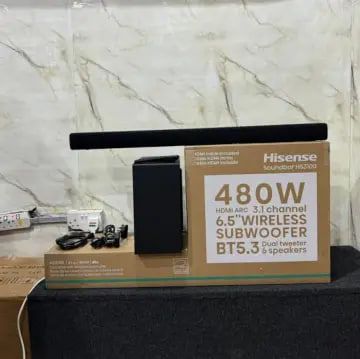 🎶 Hisense HS3100 480W 3.1 Channel Soundbar with 6.5” Wireless Subwoofer – HDMI ARC | Bluetooth | Dual Tweeters | Deep Bass Home Theater Audio