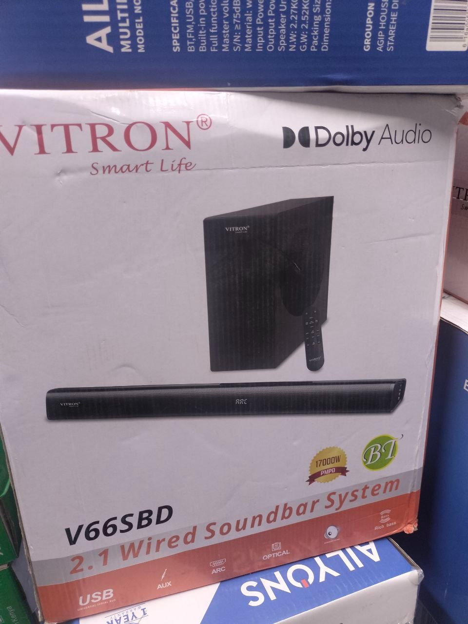 VITRON SYSTEM| Vitron V66SBD 2.1CH Wired Soundbar System – 17,000W