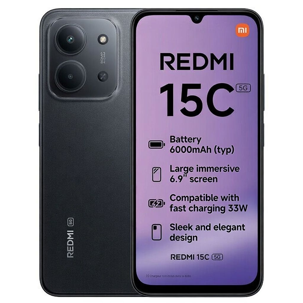 REDMI 15C 4G Smartphone - 6.9" 120Hz Immersive Display, Up to 8GB RAM (4+4) + 128GB Storage, 50MP AI Main Camera + 8MP Front, 6000mAh Battery 33W Fast Charge, Dual SIM, Side Fingerprint