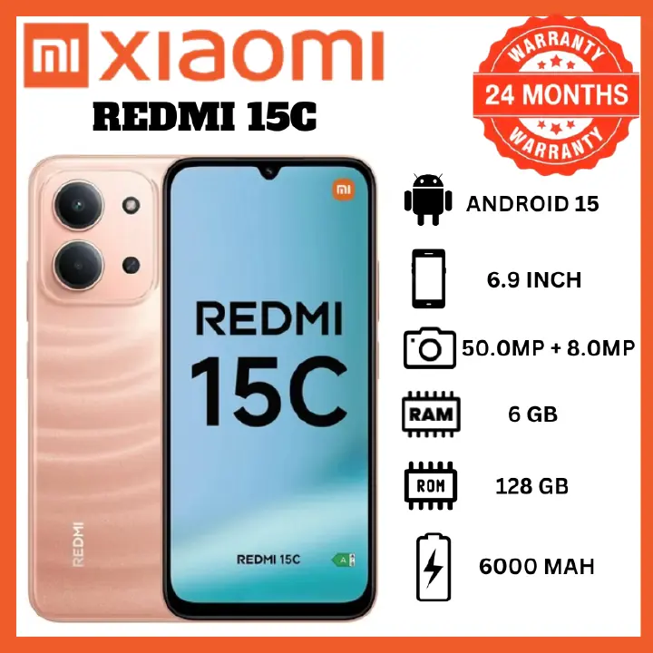 Xiaomi Redmi 15C 6GB RAM + 128GB Storage Smartphones - 6.9" 120Hz Display, 50MP Camera, 6000mAh Battery, 33W Fast Charging, Helio G81, Dual SIM Android Phone - Affordable Mobile Smartphones in Kenya