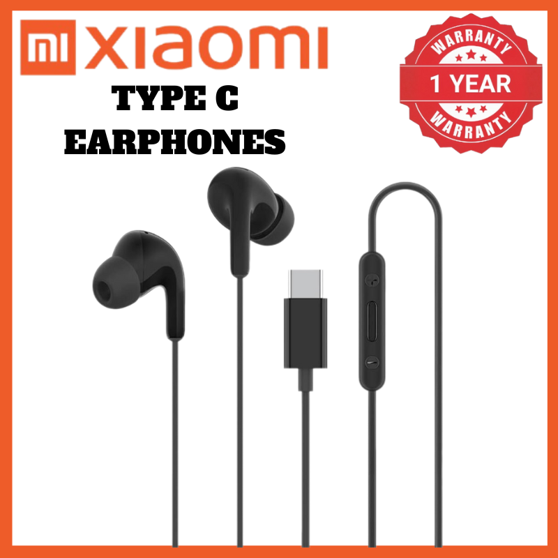 Xiaomi USB-C Earphones Wired Type-C In-Ear Headphones with Built-in Microphone Noise Reducing Deep Bass High Clarity Sound for Music Calls