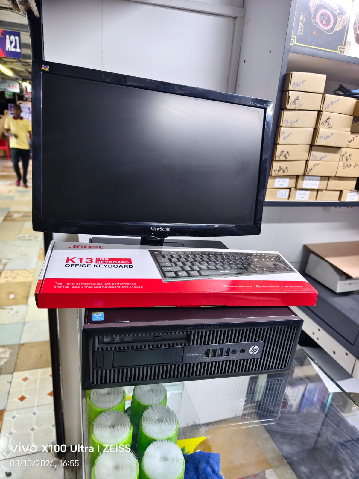 Refurbished HP EliteDesk 800 G1 Intel Core i5 4th Gen 3.2Ghz 4GB RAM 500GB HDD Windows 10 Pro Desktop Tower Fast and efficient with 19 inches generic monitor complete set