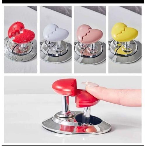 2 Pcs Broken Heart Shape Toilet Press Nail Protector Colorful Toilet Button Self-Adhesive Tank Flush Button Bathroom Supplies