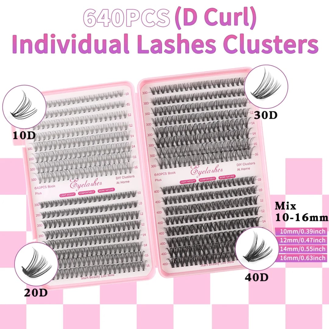 cluster eyelashes with sizes 9 to 16 volumattic and simple to install