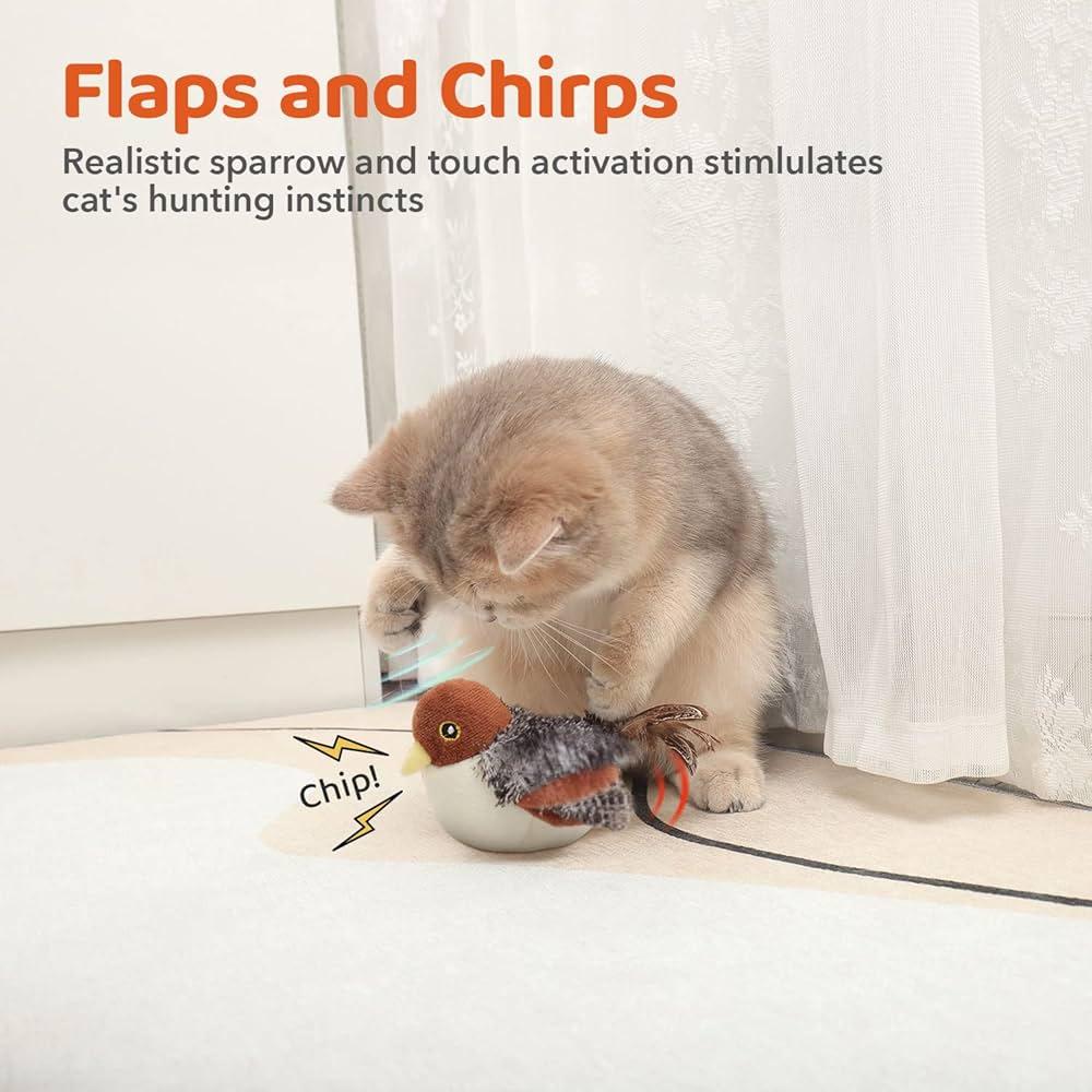 Flapping Sparrow Cat Toy – Interactive Fluttering Bird Toy
